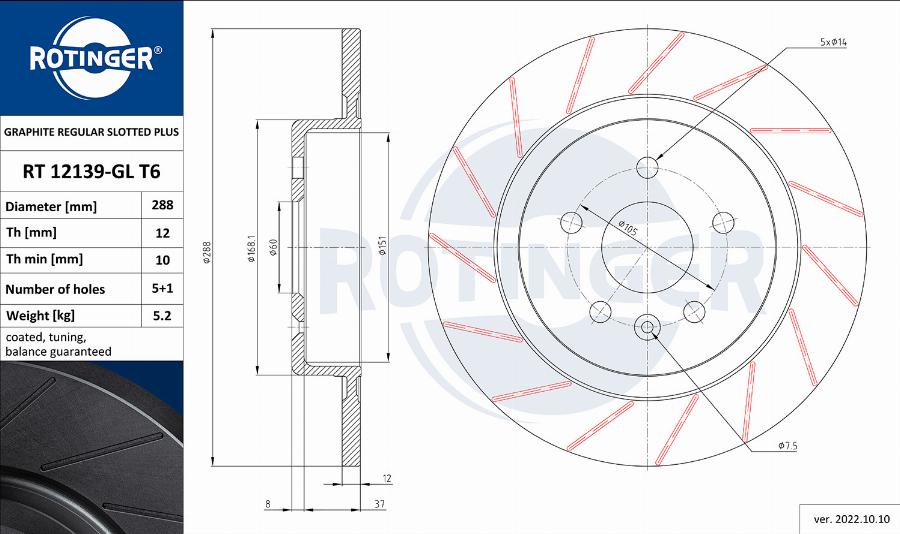 Rotinger RT 12139-GL T6 - Disque de frein cwaw.fr