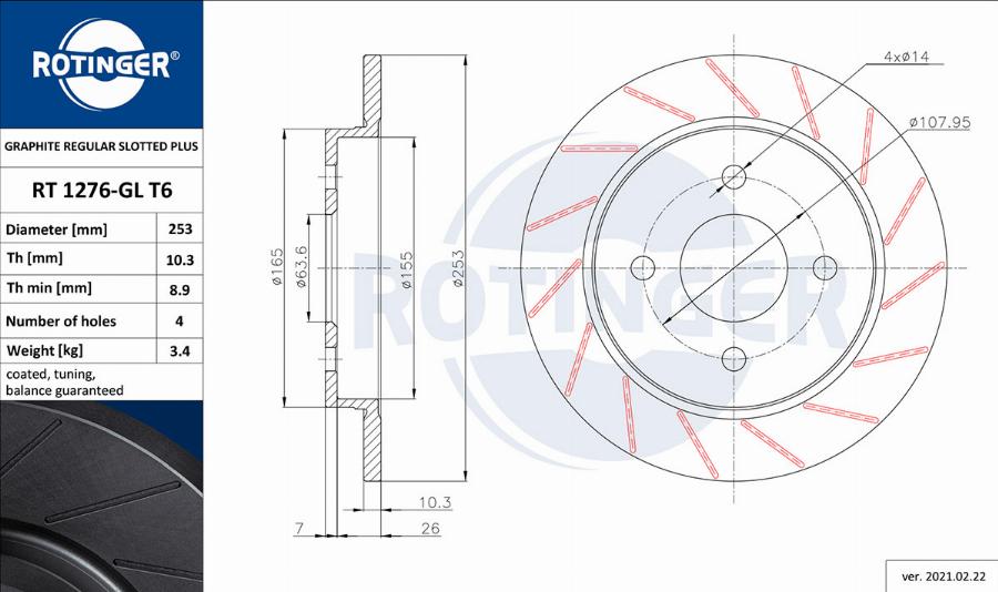 Rotinger RT 1276-GL T6 - Disque de frein cwaw.fr