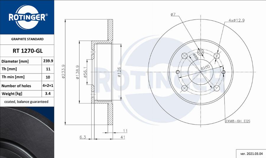 Rotinger RT 1270-GL - Disque de frein cwaw.fr