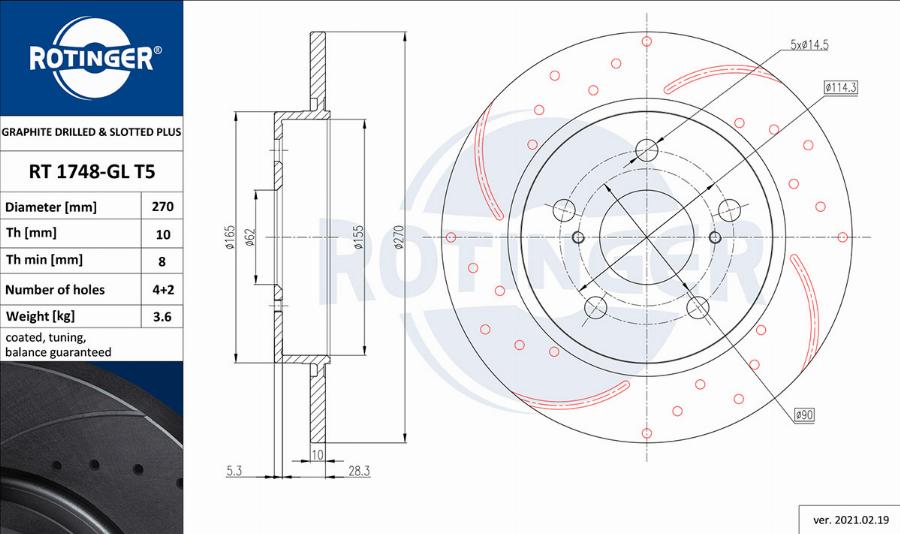 Rotinger RT 1748-GL T5 - Disque de frein cwaw.fr