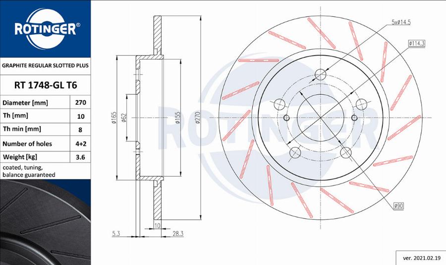 Rotinger RT 1748-GL T6 - Disque de frein cwaw.fr