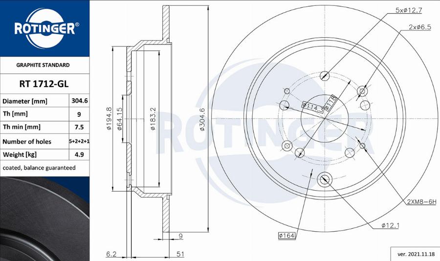 Rotinger RT 1712-GL - Disque de frein cwaw.fr