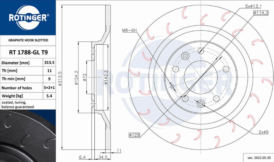 Rotinger RT 1788-GL T9 - Disque de frein cwaw.fr