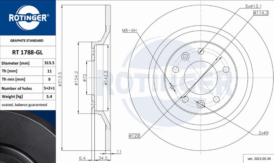 Rotinger RT 1788-GL - Disque de frein cwaw.fr