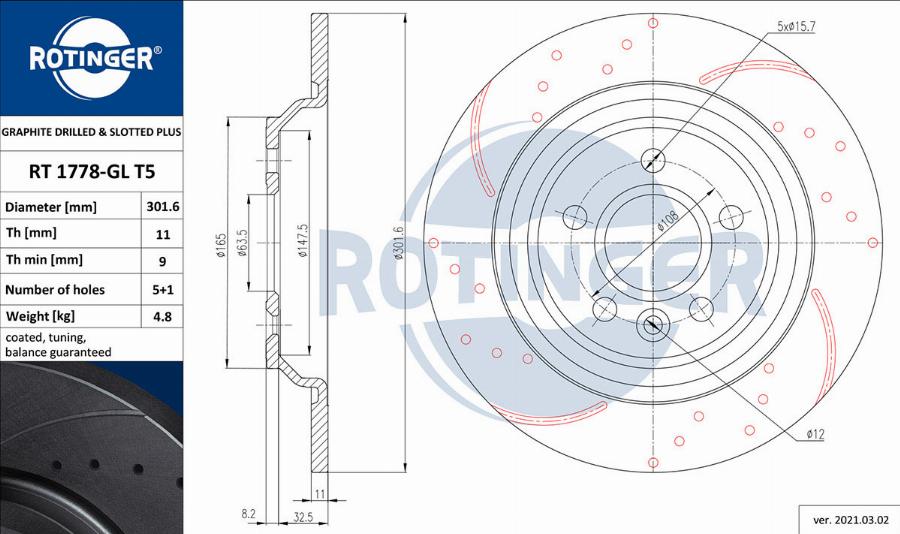 Rotinger RT 1778-GL T5 - Disque de frein cwaw.fr