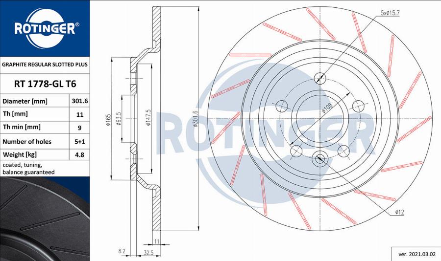 Rotinger RT 1778-GL T6 - Disque de frein cwaw.fr