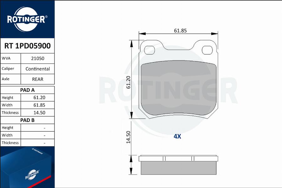 Rotinger RT 1PD05900 - Kit de plaquettes de frein, frein à disque cwaw.fr