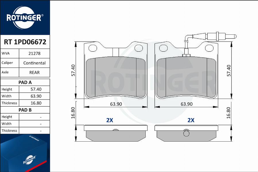 Rotinger RT 1PD06672 - Kit de plaquettes de frein, frein à disque cwaw.fr