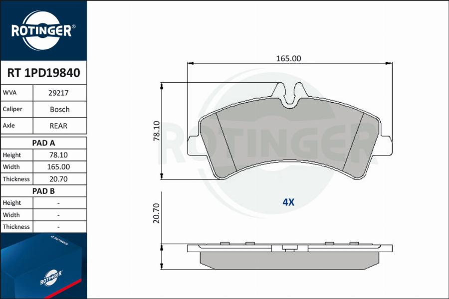 Rotinger RT 1PD19840 - Kit de plaquettes de frein, frein à disque cwaw.fr