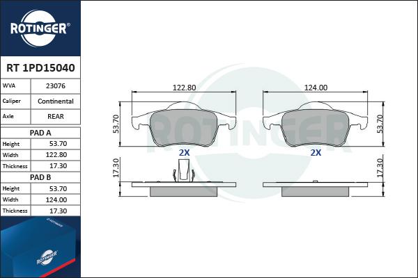 Rotinger RT 1PD15040 - Kit de plaquettes de frein, frein à disque cwaw.fr