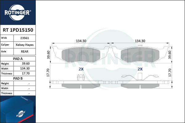 Rotinger RT 1PD15150 - Kit de plaquettes de frein, frein à disque cwaw.fr