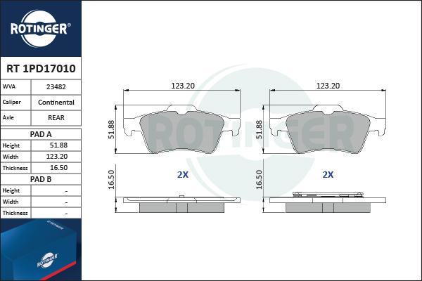 Rotinger RT 1PD17010 - Kit de plaquettes de frein, frein à disque cwaw.fr