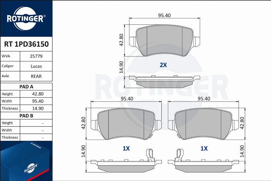 Rotinger RT 1PD36150 - Kit de plaquettes de frein, frein à disque cwaw.fr