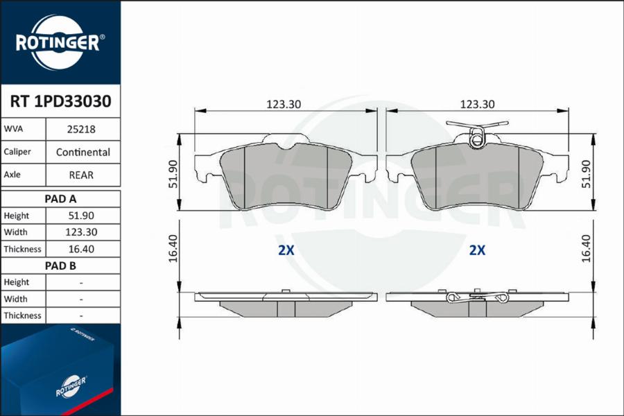 Rotinger RT 1PD33030 - Kit de plaquettes de frein, frein à disque cwaw.fr