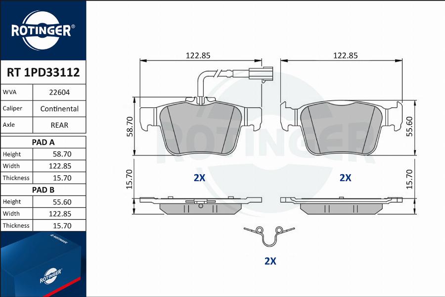 Rotinger RT 1PD33112 - Kit de plaquettes de frein, frein à disque cwaw.fr