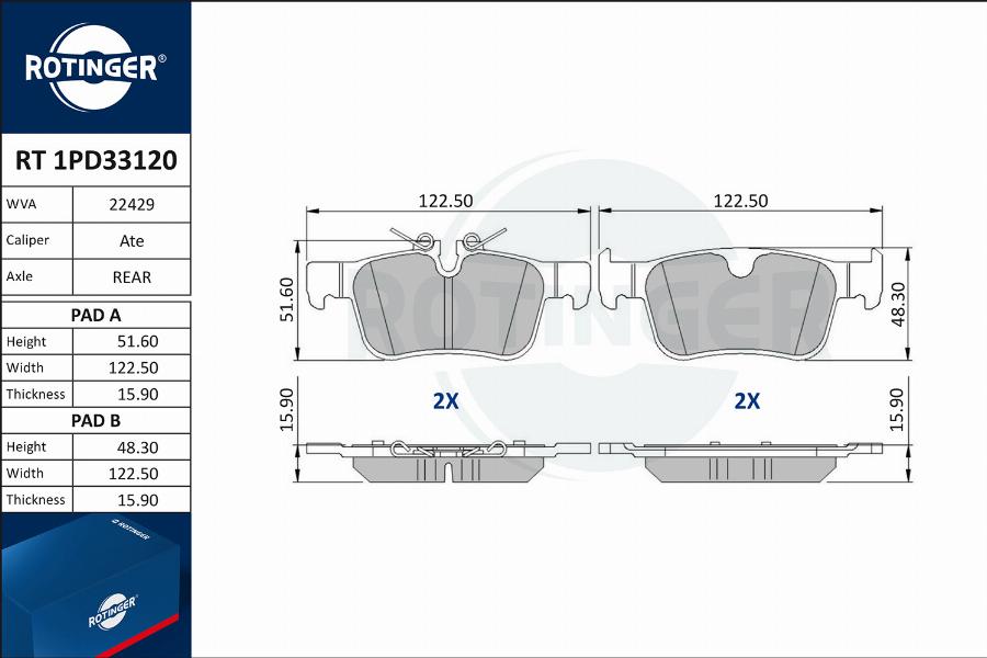 Rotinger RT 1PD33120 - Kit de plaquettes de frein, frein à disque cwaw.fr