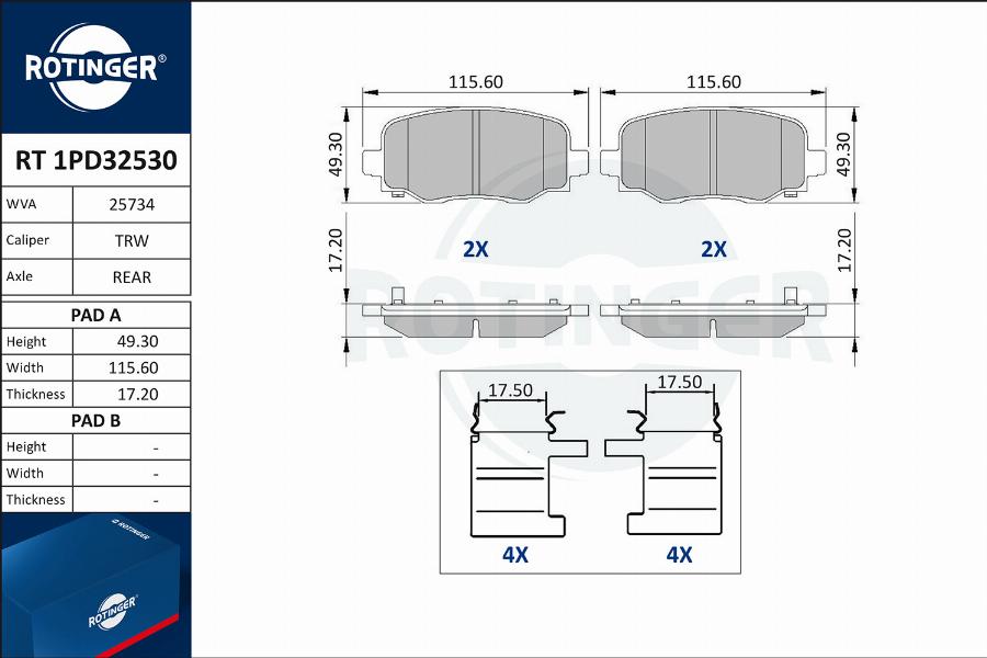 Rotinger RT 1PD32530 - Kit de plaquettes de frein, frein à disque cwaw.fr