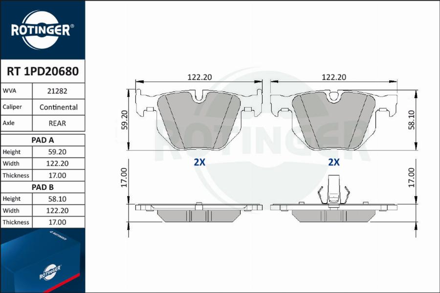 Rotinger RT 1PD20680 - Kit de plaquettes de frein, frein à disque cwaw.fr