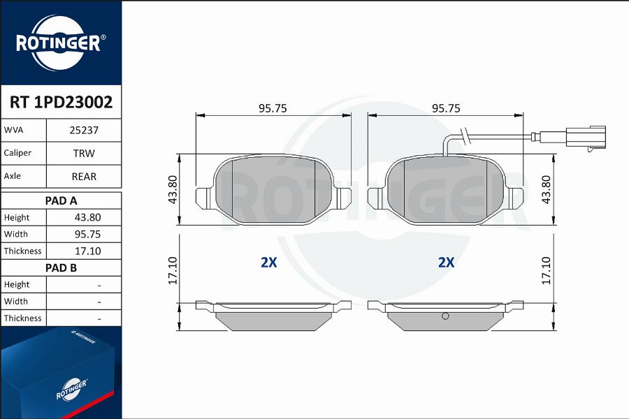 Rotinger RT 1PD23002 - Kit de plaquettes de frein, frein à disque cwaw.fr