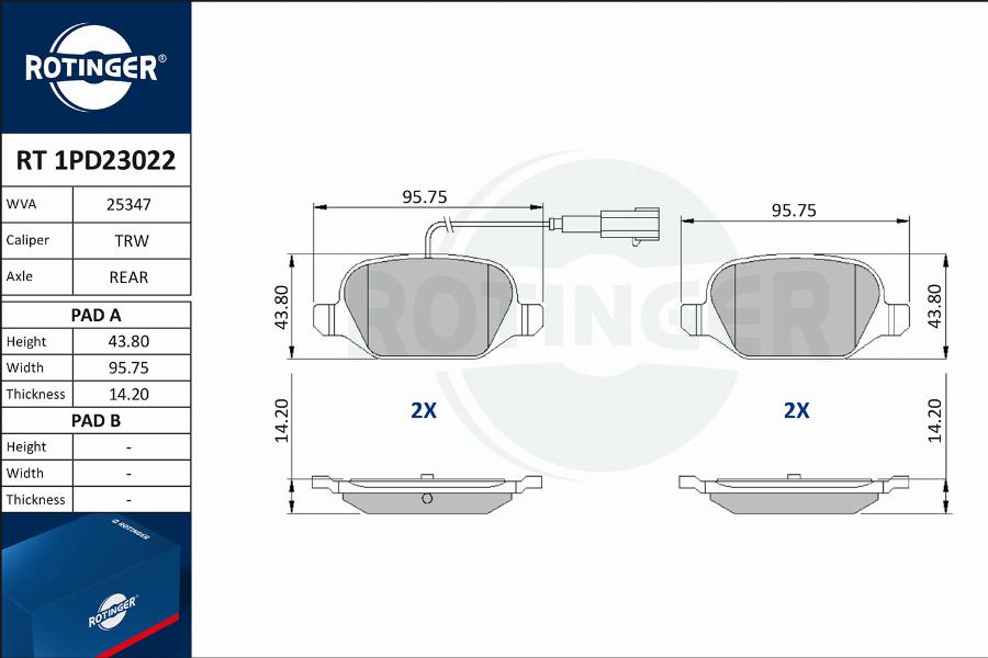 Rotinger RT 1PD23022 - Kit de plaquettes de frein, frein à disque cwaw.fr