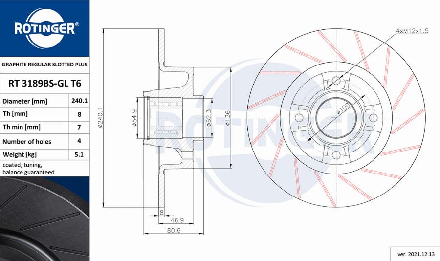 Rotinger RT 3189BS-GL T6 - Disque de frein cwaw.fr