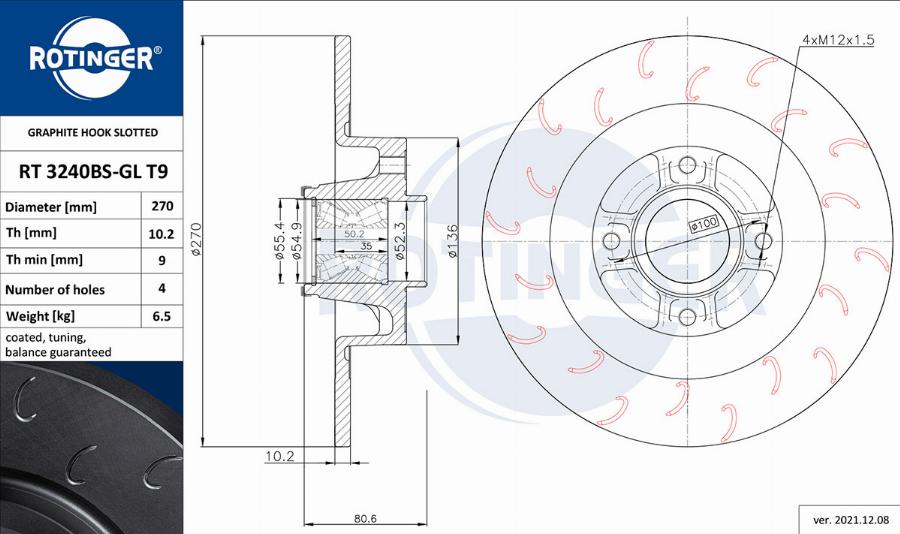 Rotinger RT 3240BS-GL T9 - Disque de frein cwaw.fr