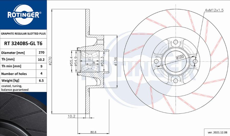 Rotinger RT 3240BS-GL T6 - Disque de frein cwaw.fr