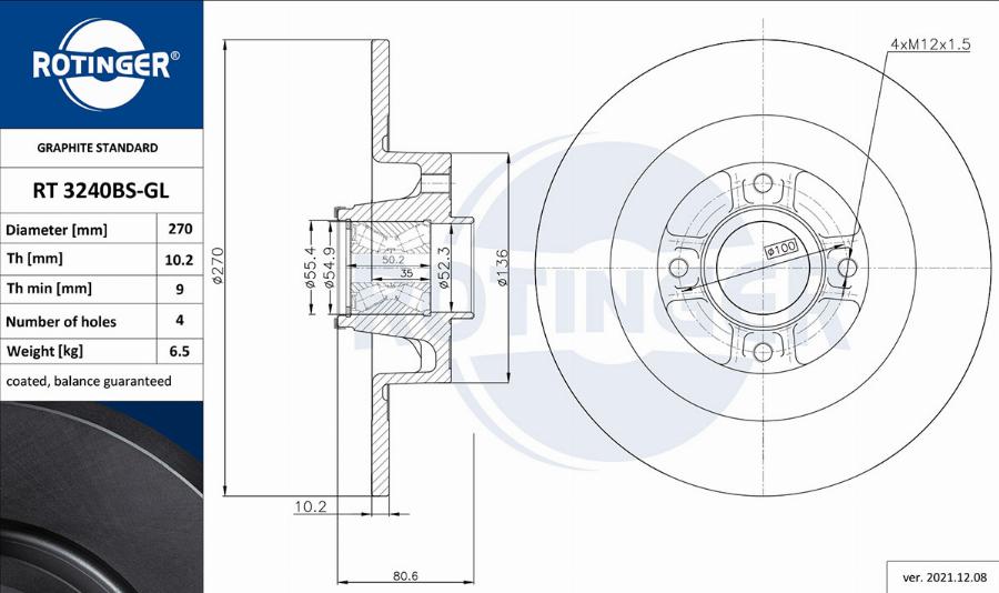 Rotinger RT 3240BS-GL - Disque de frein cwaw.fr