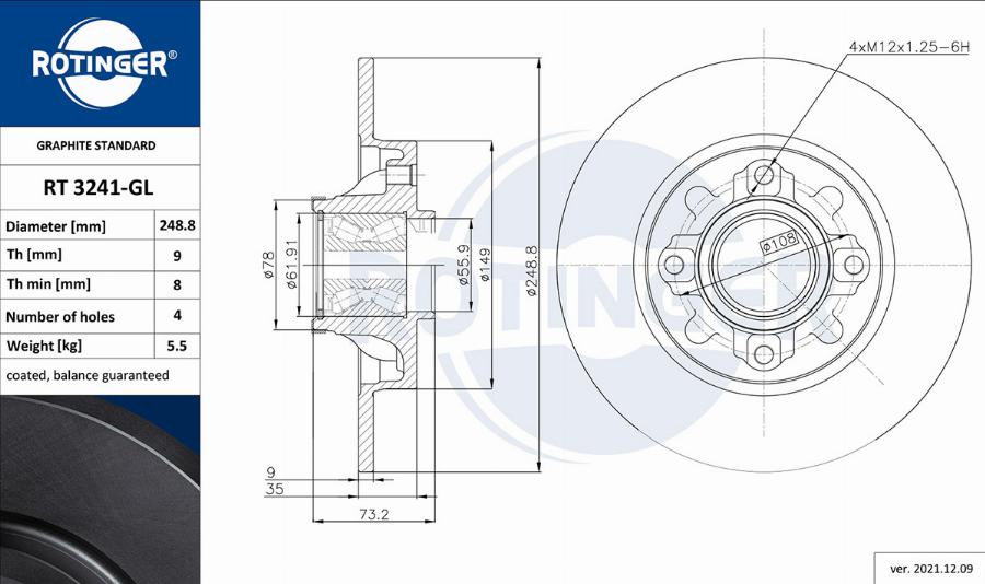 Rotinger RT 3241BS-GL - Disque de frein cwaw.fr