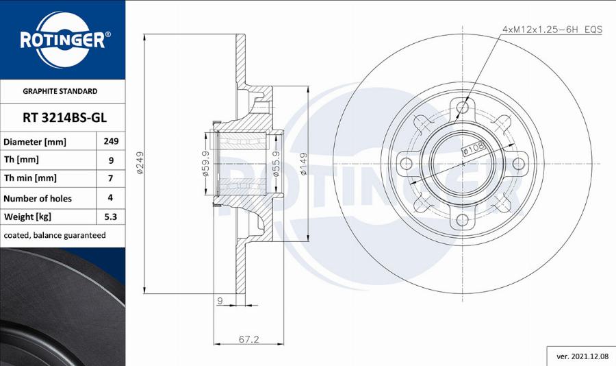 Rotinger RT 3214BS-GL - Disque de frein cwaw.fr