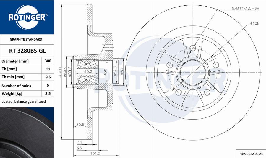 Rotinger RT 3280BS-GL - Disque de frein cwaw.fr