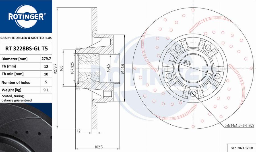 Rotinger RT 3228BS-GL T5 - Disque de frein cwaw.fr