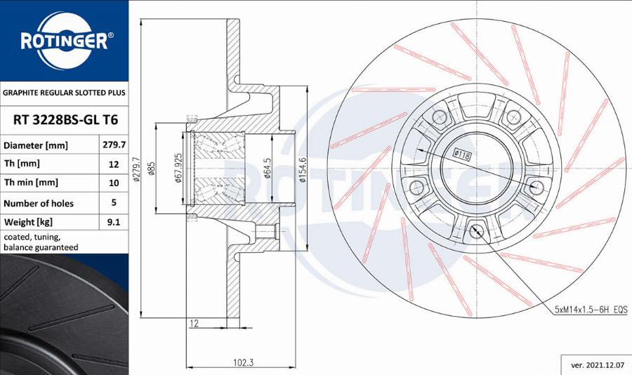 Rotinger RT 3228BS-GL T6 - Disque de frein cwaw.fr