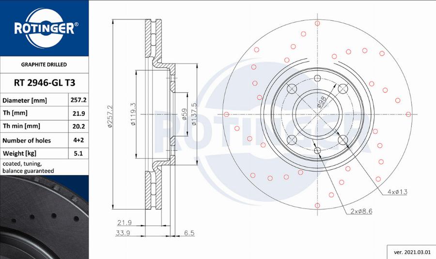 Rotinger RT 2946-GL T3 - Disque de frein cwaw.fr