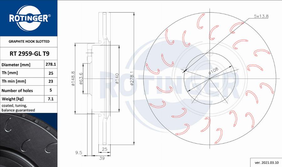 Rotinger RT 2959-GL T9 - Disque de frein cwaw.fr