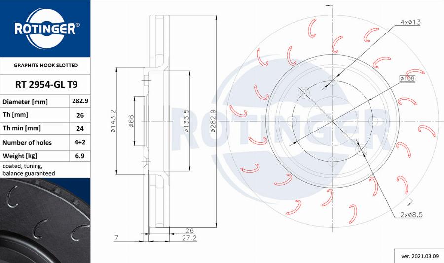 Rotinger RT 2954-GL T9 - Disque de frein cwaw.fr