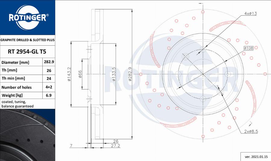 Rotinger RT 2954-GL T5 - Disque de frein cwaw.fr