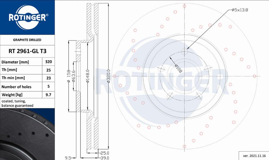 Rotinger RT 2961-GL T3 - Disque de frein cwaw.fr