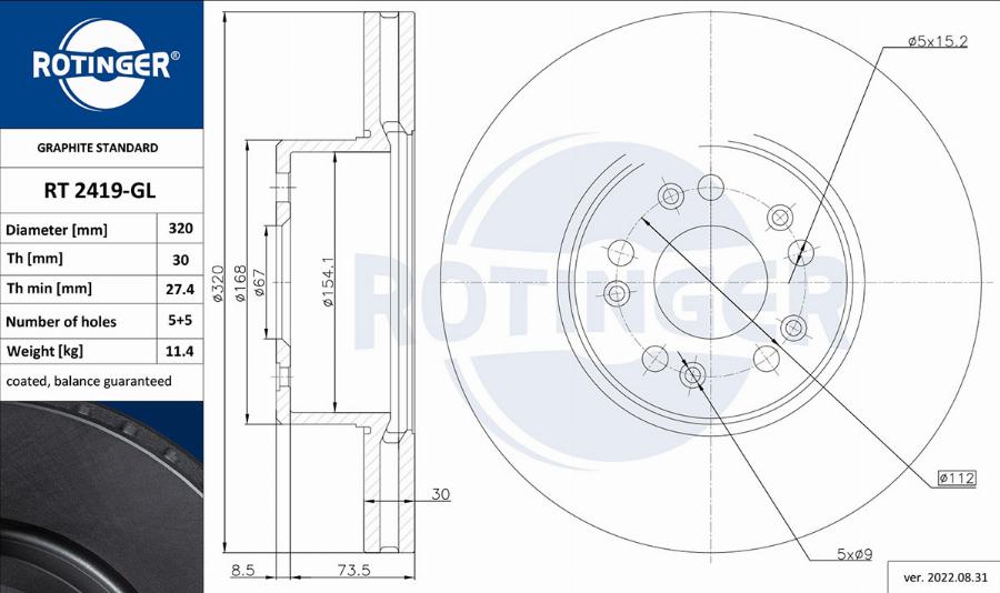 Rotinger RT 2419-GL - Disque de frein cwaw.fr