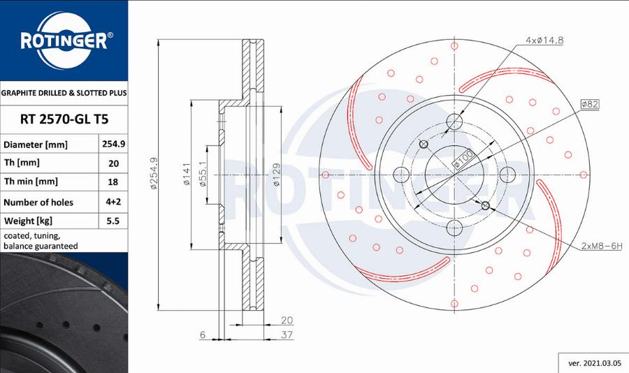 Rotinger RT 2570-GL T5 - Disque de frein cwaw.fr