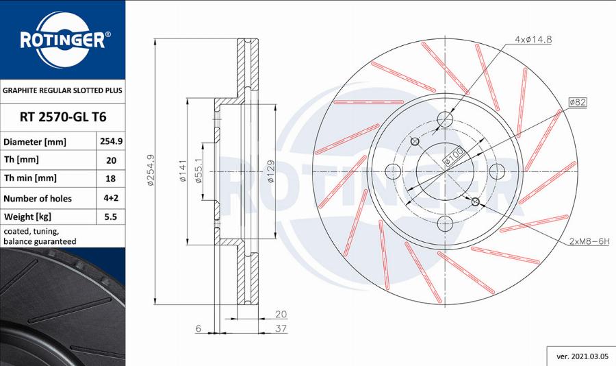 Rotinger RT 2570-GL T6 - Disque de frein cwaw.fr