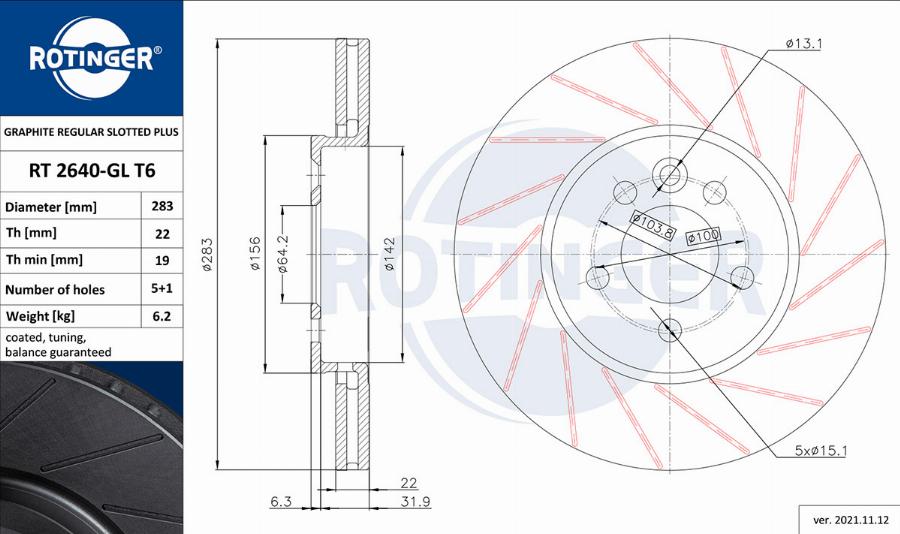 Rotinger RT 2640-GL T6 - Disque de frein cwaw.fr