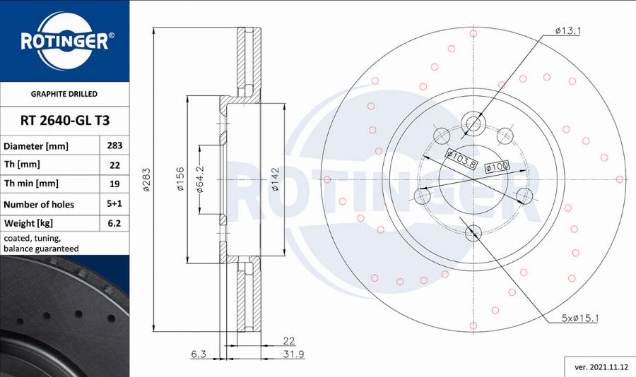 Rotinger RT 2640-GL T3 - Disque de frein cwaw.fr