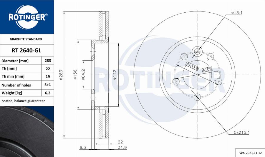 Rotinger RT 2640-GL - Disque de frein cwaw.fr