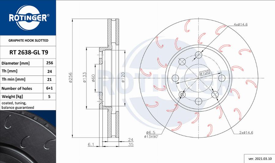 Rotinger RT 2638-GL T9 - Disque de frein cwaw.fr