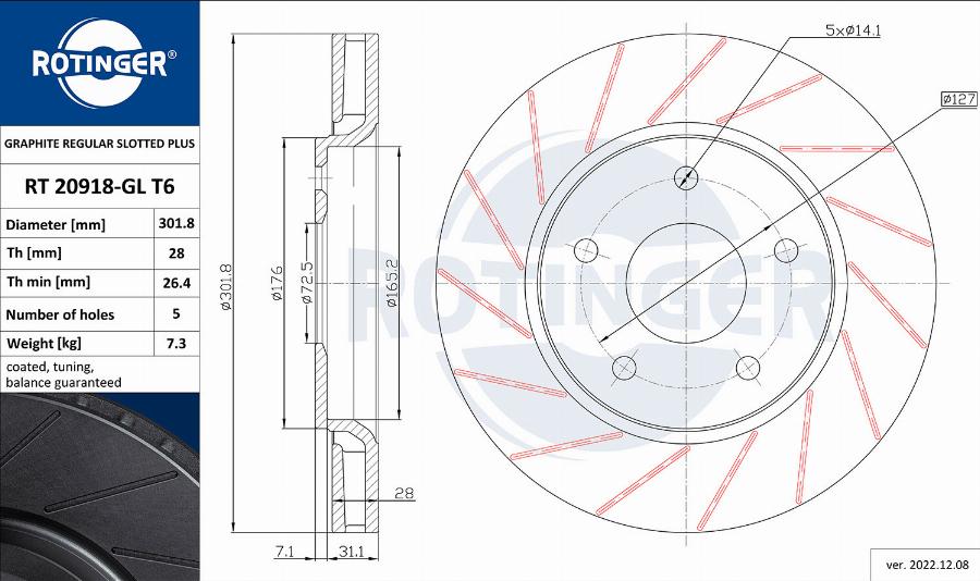 Rotinger RT 20918-GL T6 - Disque de frein cwaw.fr