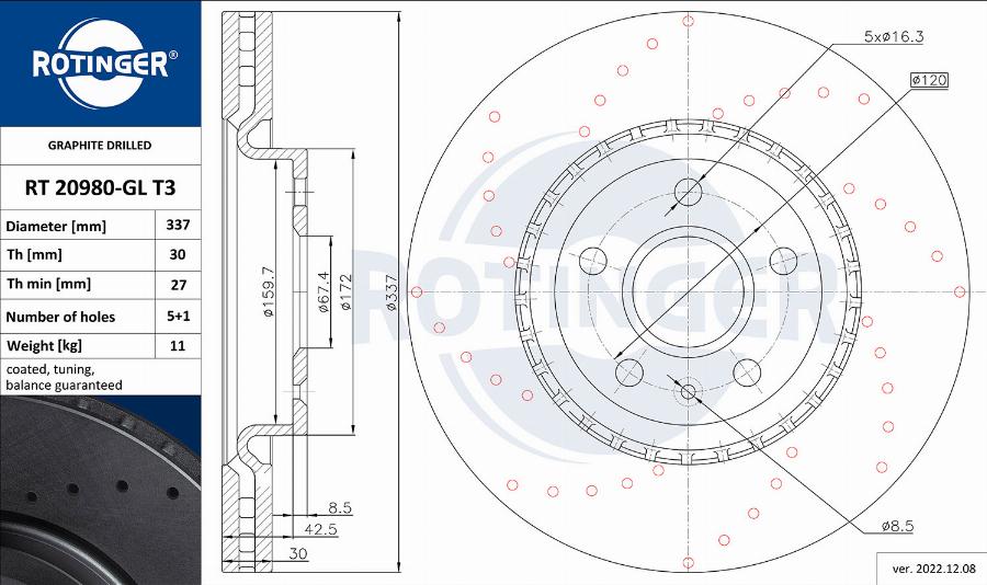 Rotinger RT 20980-GL T3 - Disque de frein cwaw.fr