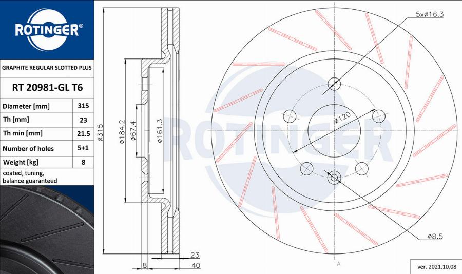 Rotinger RT 20981-GL T6 - Disque de frein cwaw.fr