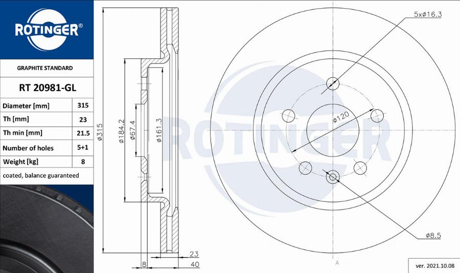 Rotinger RT 20981-GL - Disque de frein cwaw.fr