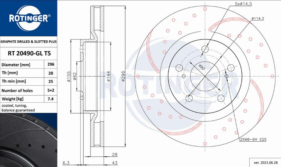 Rotinger RT 20490-GL T5 - Disque de frein cwaw.fr